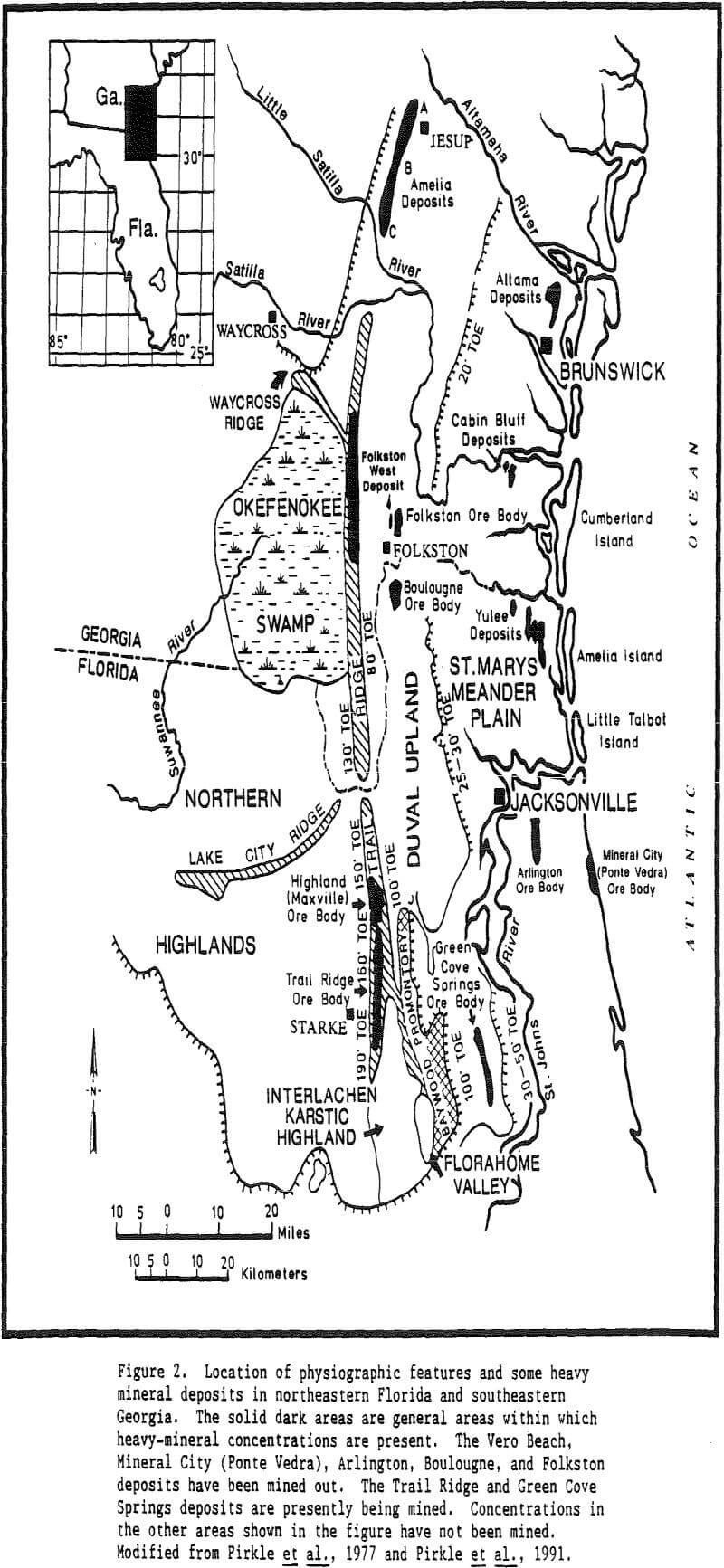 zircon location of physiographic features