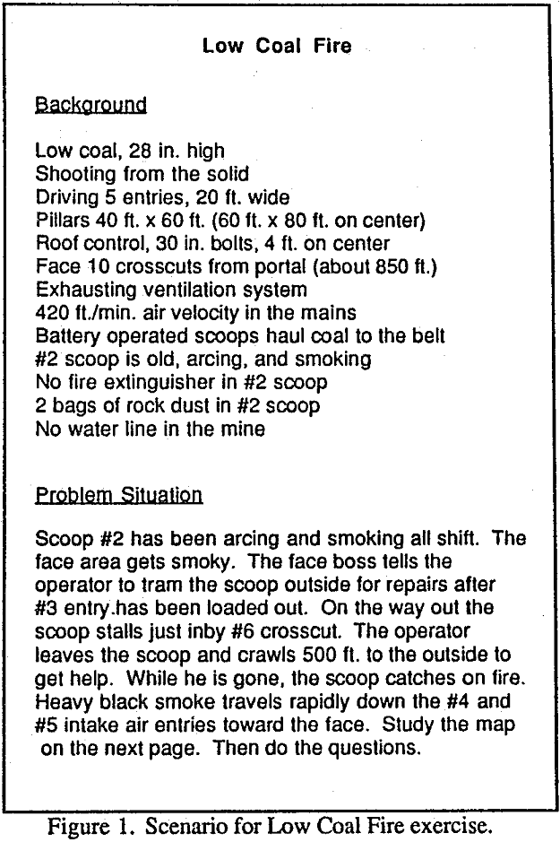 scenario for low coal fire exercise