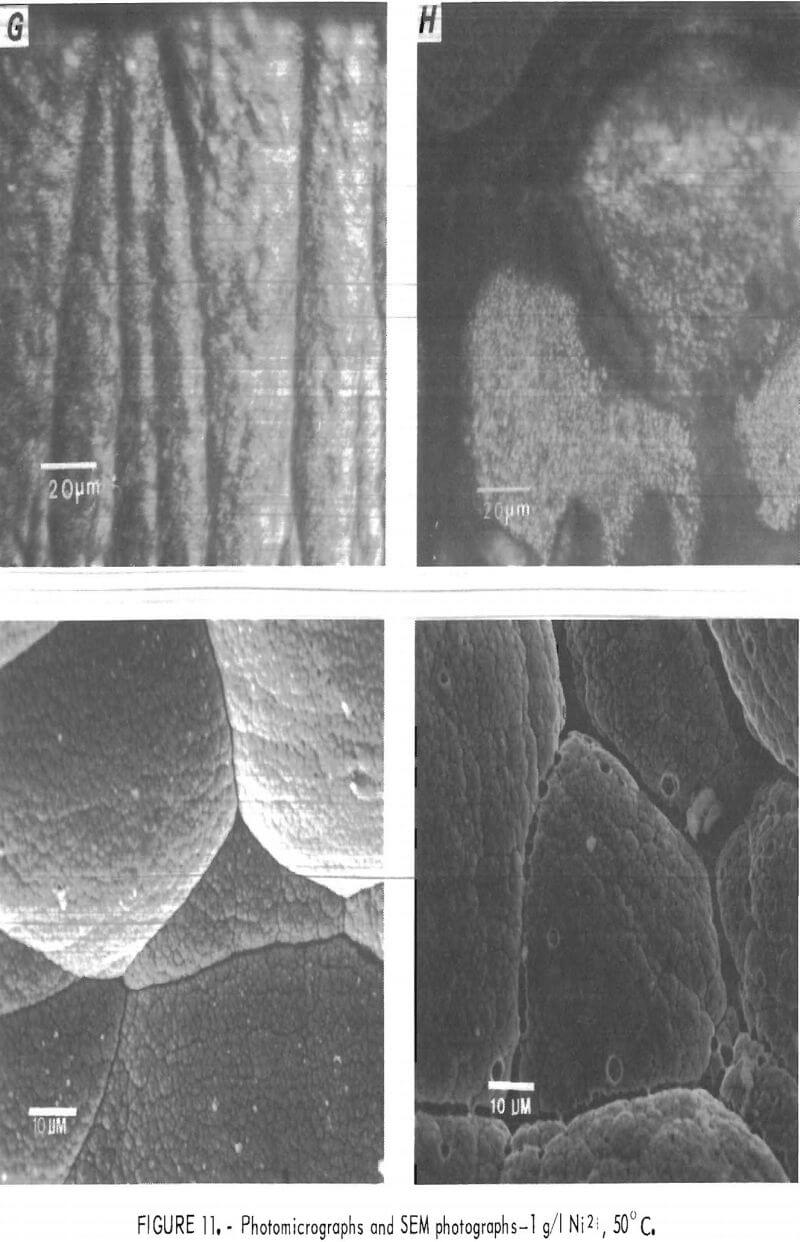 nickel electrowinning photomicrographs and sem photographs