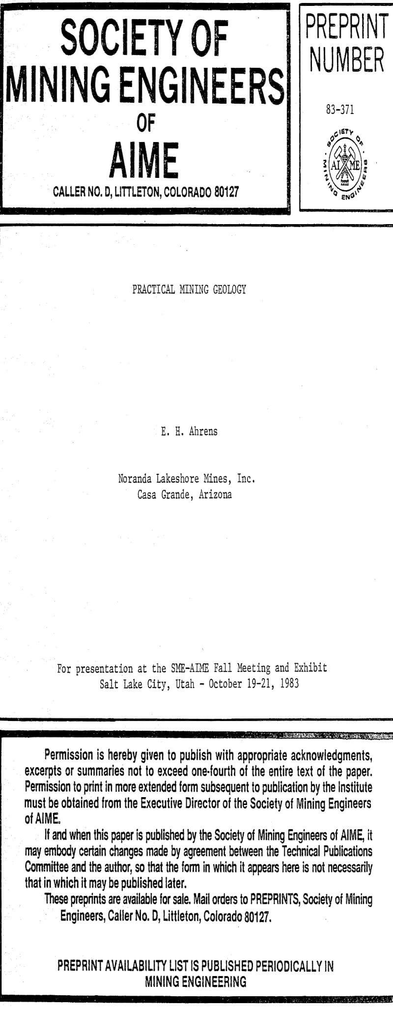 practical mining geology