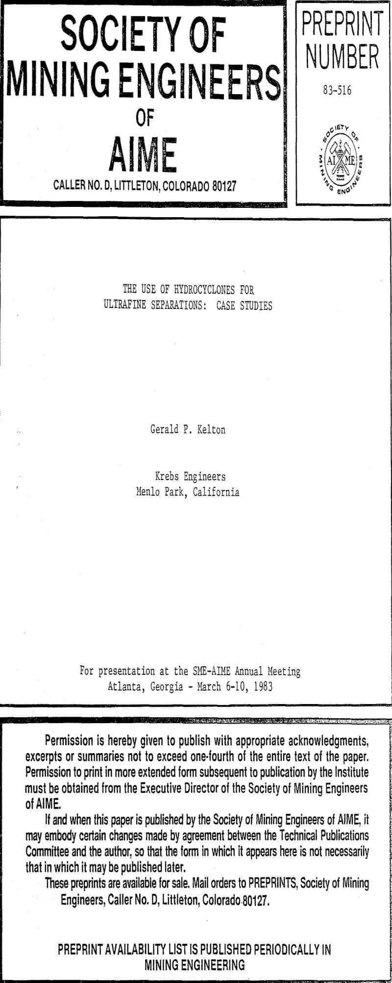 the use of hydrocyclones for ultrafine separations case studies