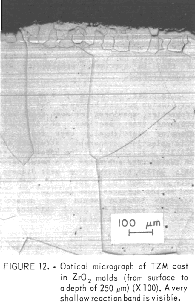 molybdenum casting optical micrograph