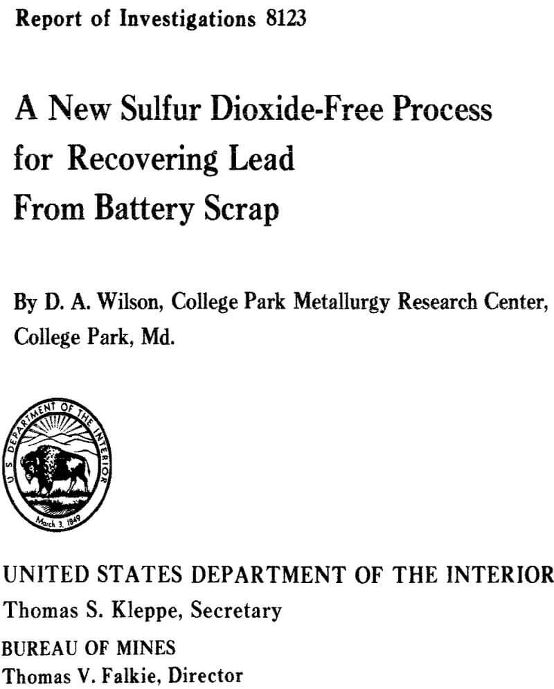 a new sulfur dioxide-free process for recovering lead from battery scrap