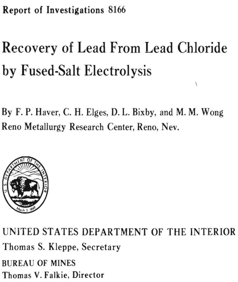 recovery of lead from lead chloride by fused-salt electrolysis