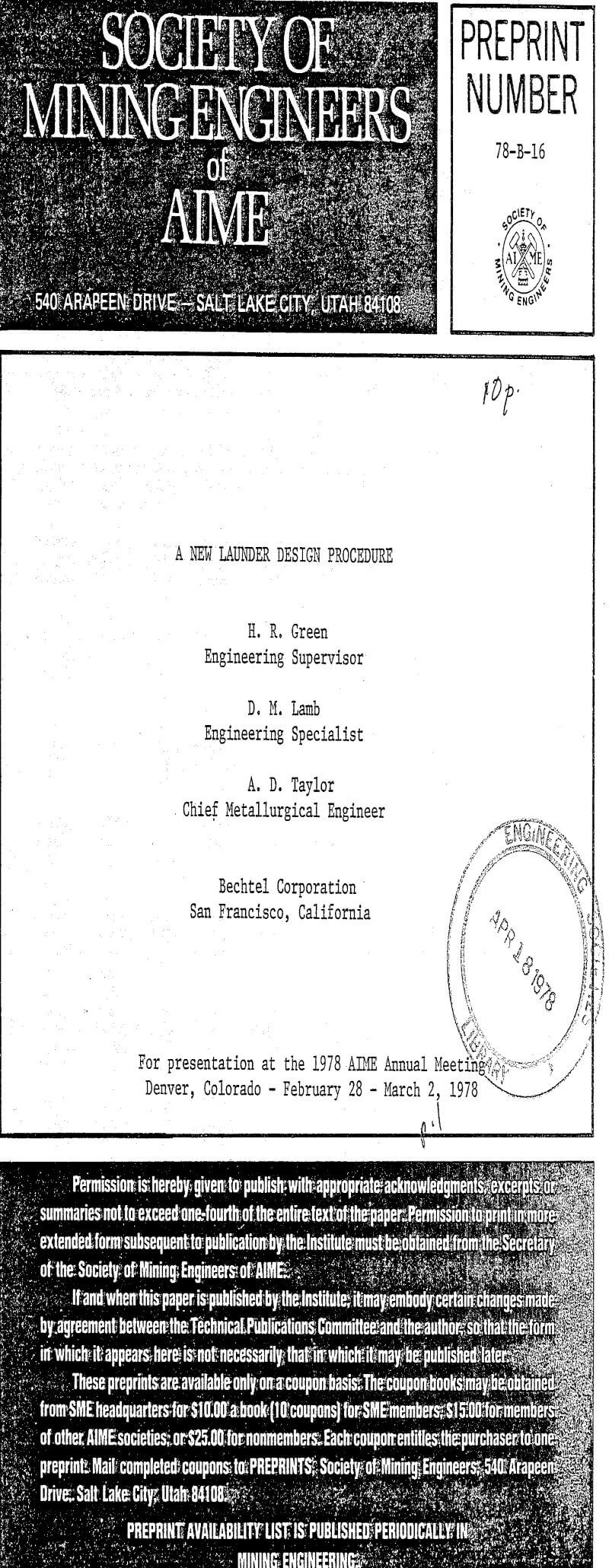 a new launder design procedure