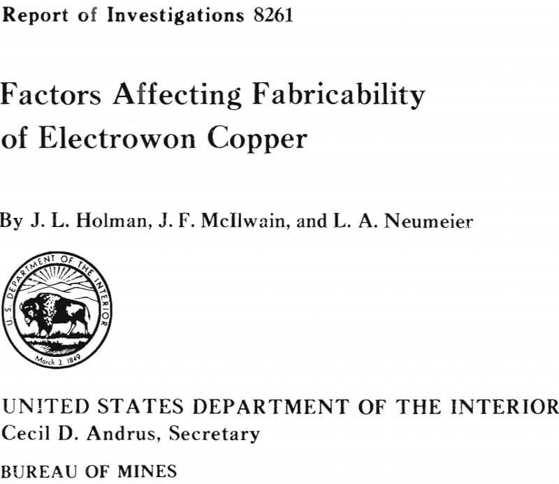 factors affecting fabricability of electrowon copper