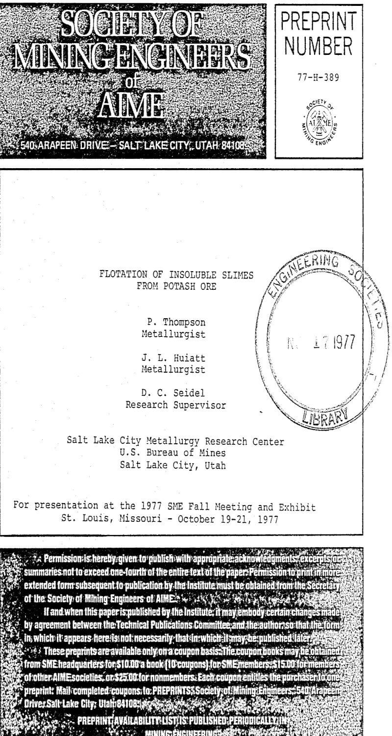 flotation of insoluble slimes from potash ore