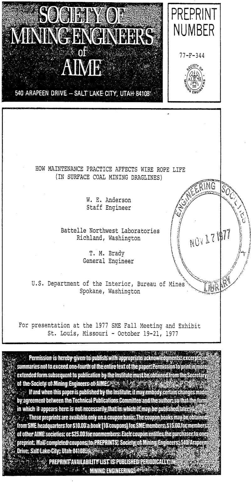 how maintenance practice affects wire rope life in surface coal mining draglines