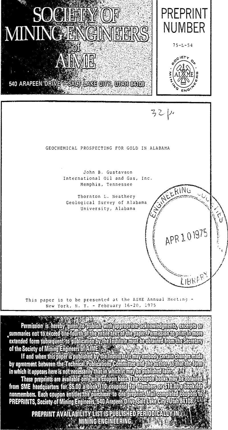 geochemical prospecting for gold in alabama