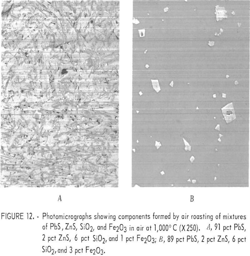 lead sinter photomicrographs showing components formed