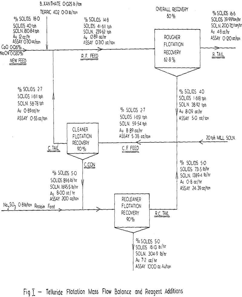 telluride flotation mass flow balance and reagent additions