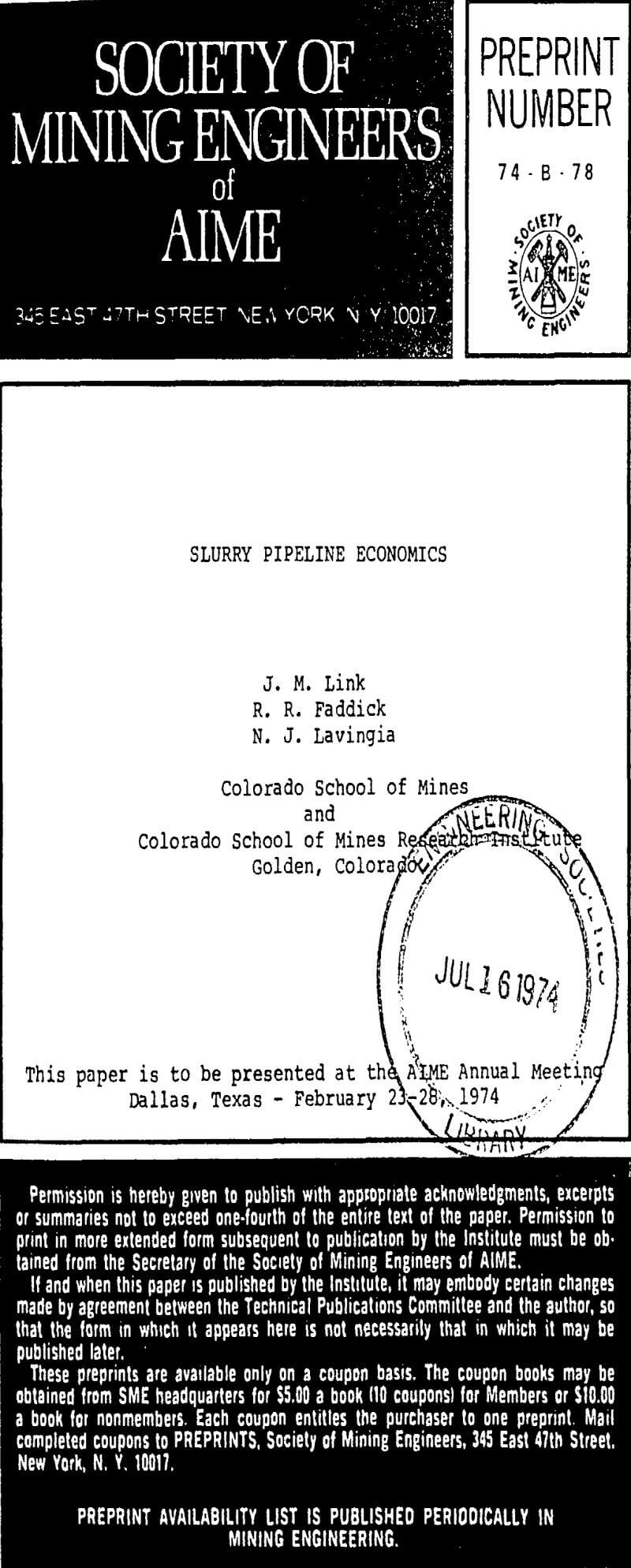 slurry pipeline economics