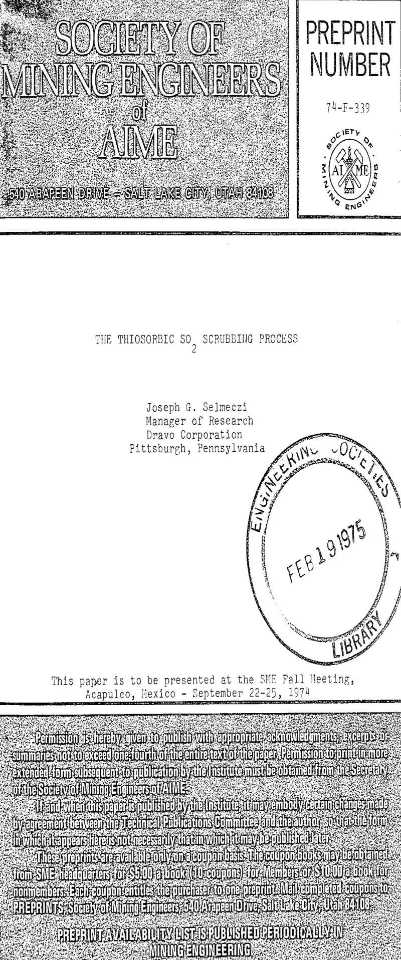 the thiosorbic so2 scrubbing process