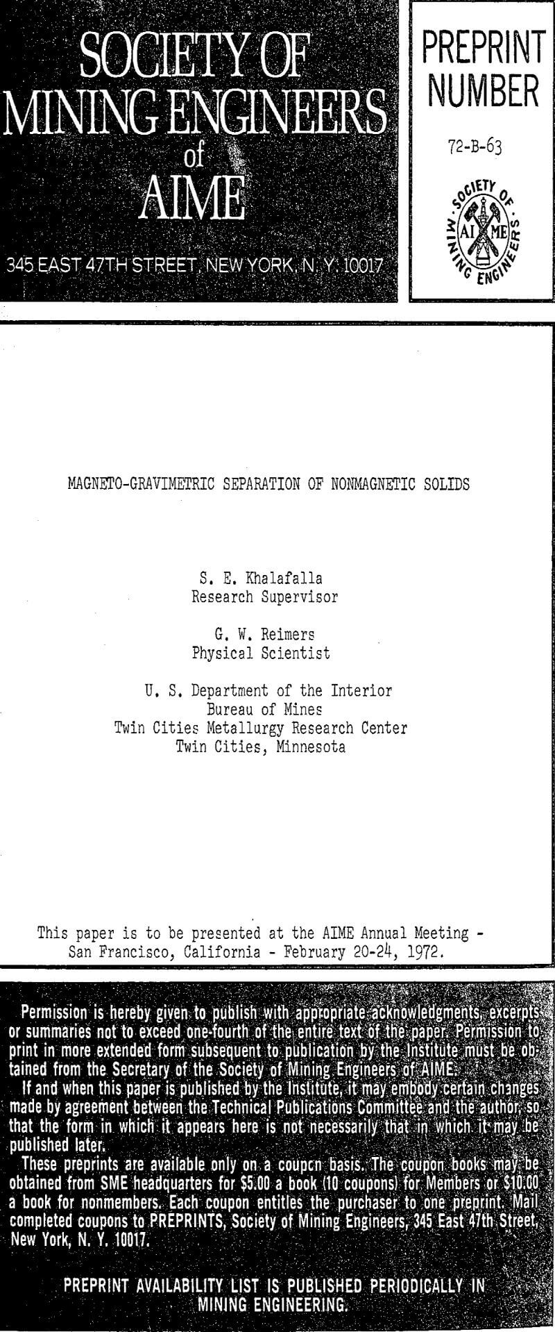 magneto-gravimetric separation of nonmagnetic solids