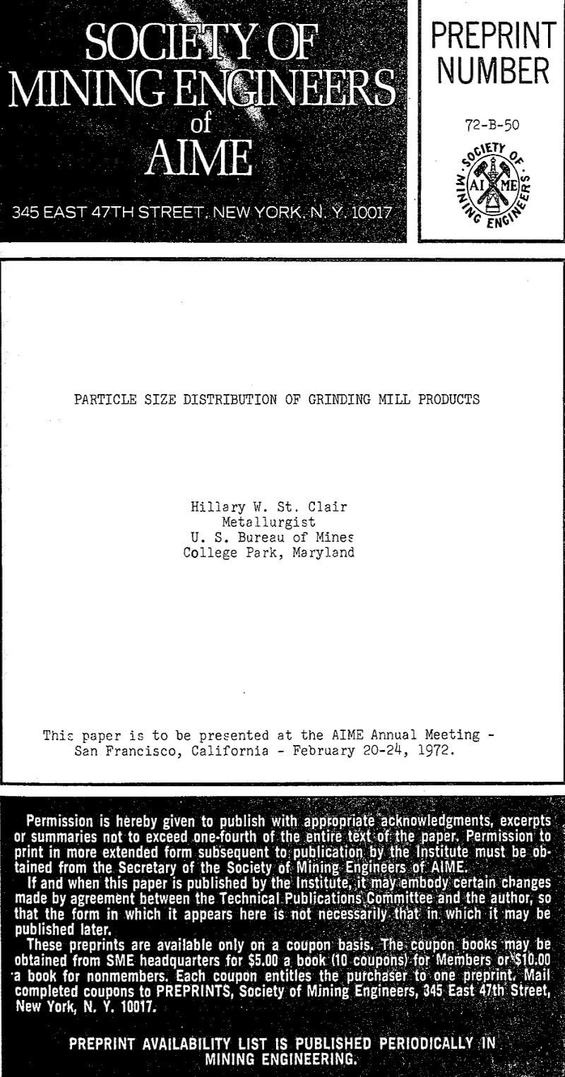 particle size distribution of grinding mill products