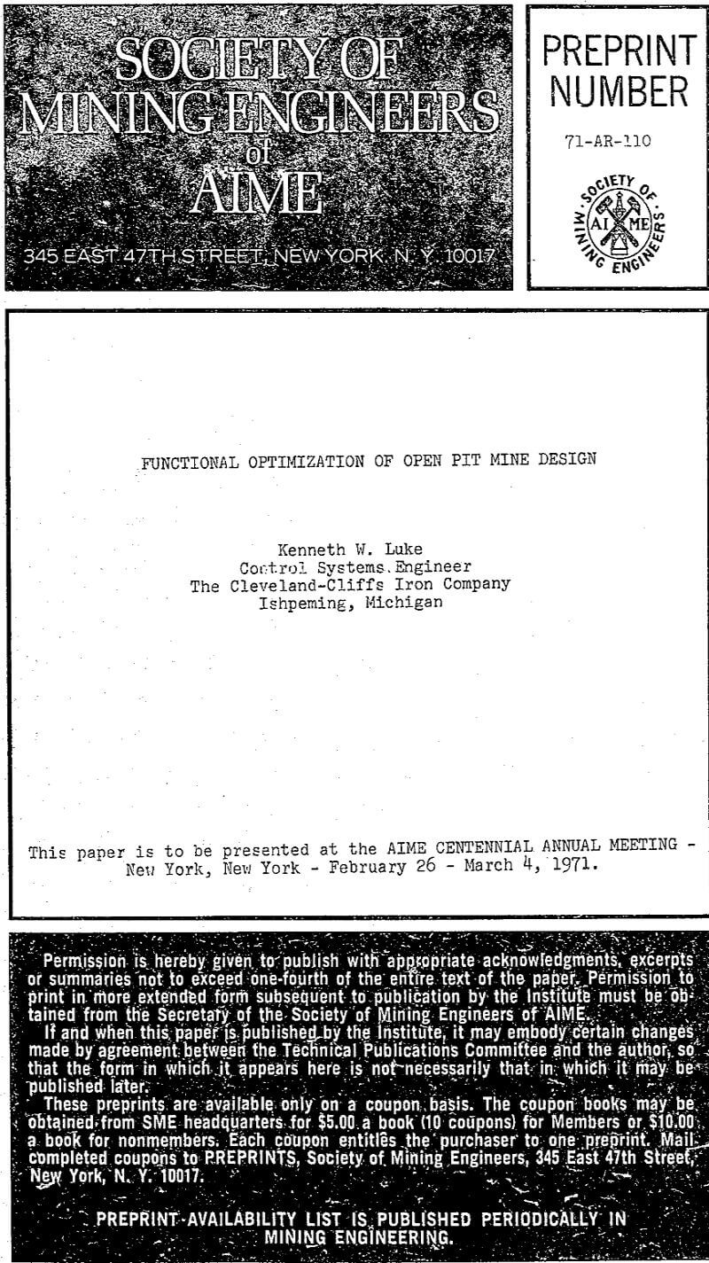 functional optimization of open pit mine design