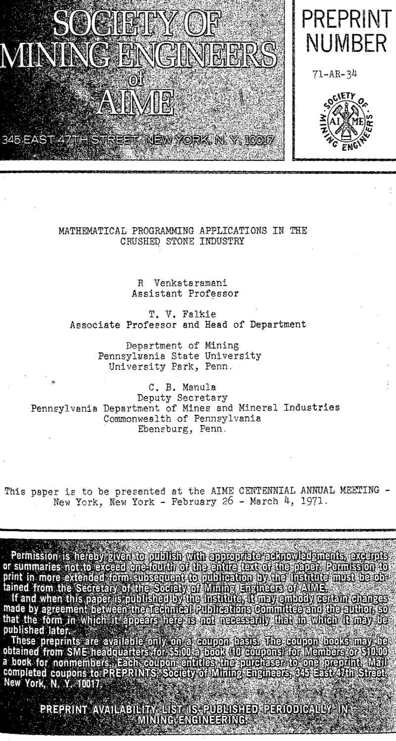 mathematical programming applications in the crushed stone industry