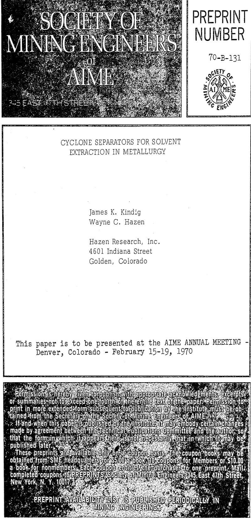 cyclone separators for solvent extraction in metallurgy