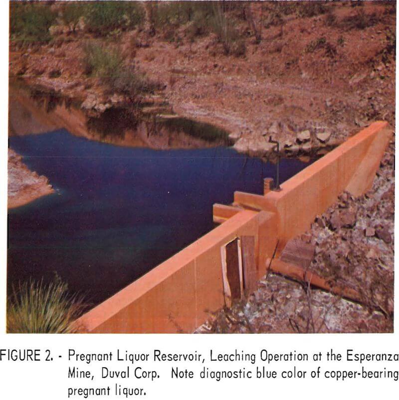 copper leaching pregnant liquor reservoir