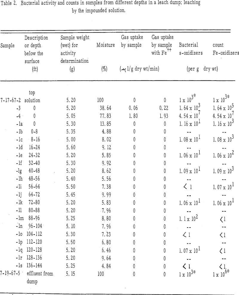 dump leaching bacterial activity