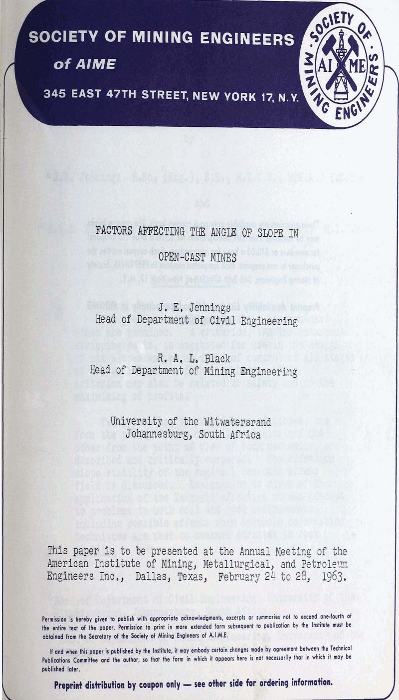 factors affecting the angle of slope in open-cast mines