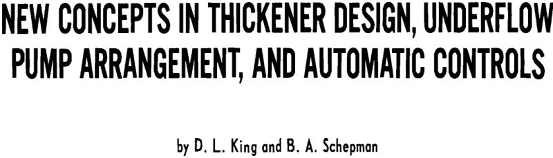 new concepts in thickener design underflow pump arrangement and automatic controls