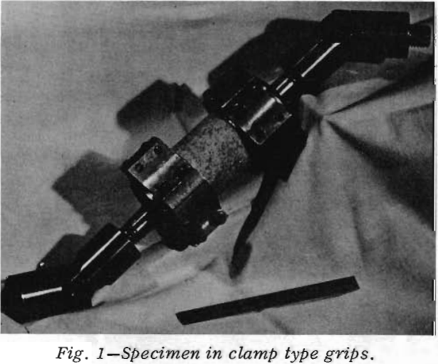 tensile strength specimen in clamp type grips