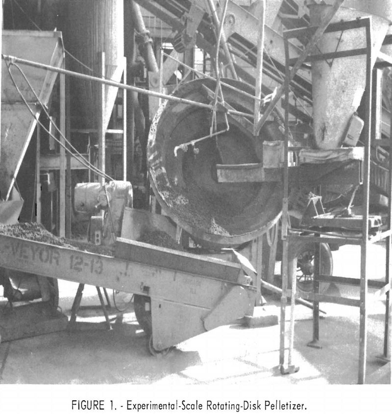 blast furnace experimental-scale rotating disk pelletizer