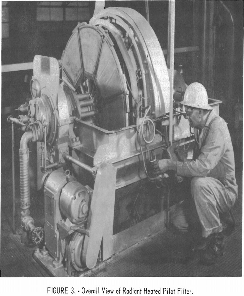 coal-filter-cake overall view of radiant heated pilot filter