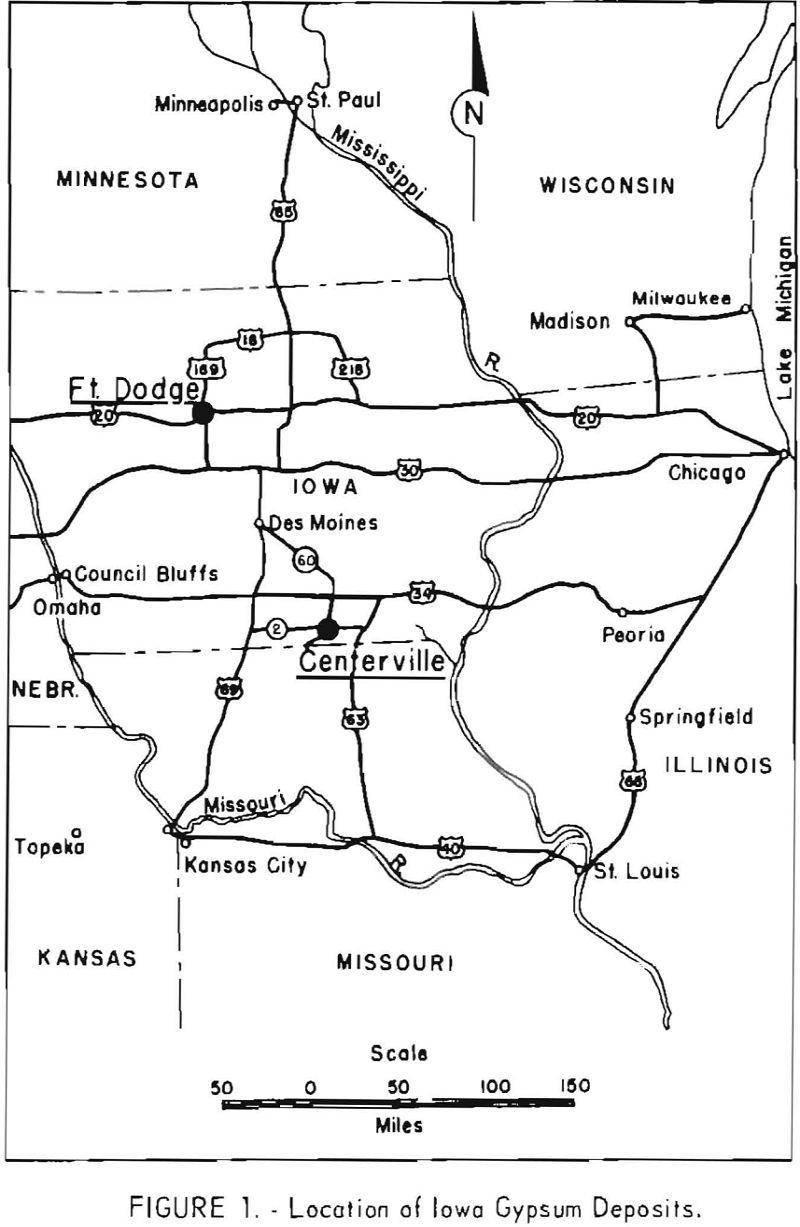 mining methods location of iowa gypsum deposits