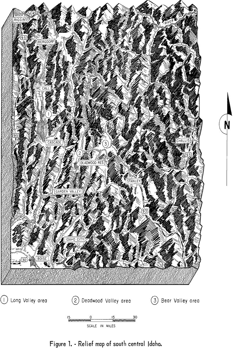 placer deposit relief map of south central idaho