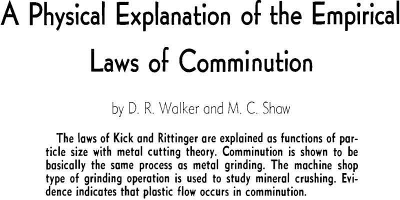 a physical explanation of the empirical laws of comminution