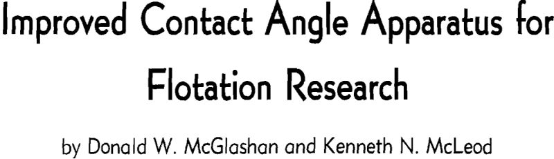 improved contact angle apparatus for flotation research