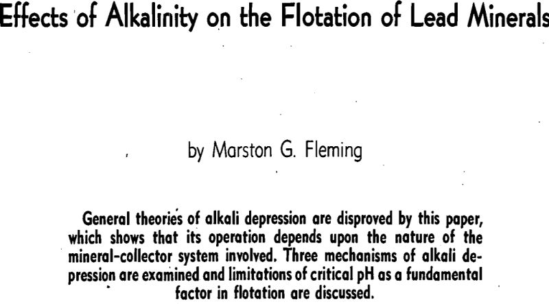 effects of alkalinity on the flotation of lead minerals