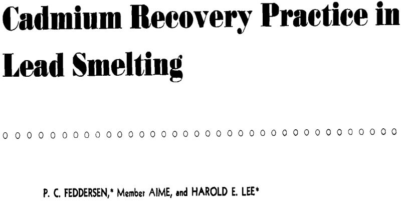 cadmium recovery practice in lead smelting