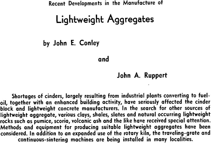 recent developments in the manufacture of lightweight aggregates