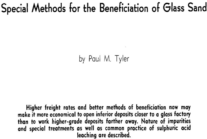 special methods for the beneficiation of glass sand