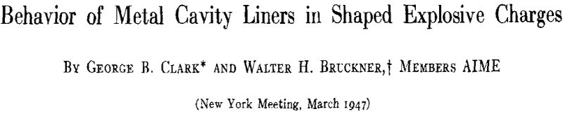 behavior of metal cavity liners in shaped explosive charges
