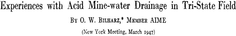 experiences with acid mine-water drainage in tri-state field