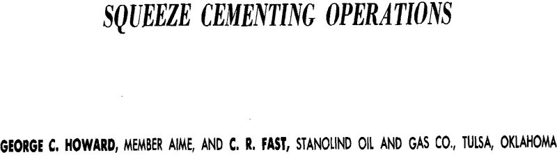 squeeze cementing operations