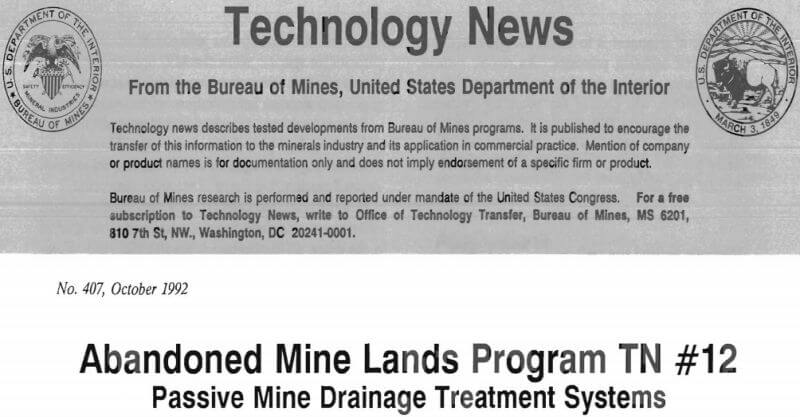 Passive Mine Drainage Treatment Systems - 911Metallurgist