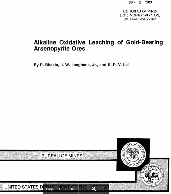 Arsenic Pyrite Gold Extraction by Alkaline Leaching Oxidation - 911Metallurgist