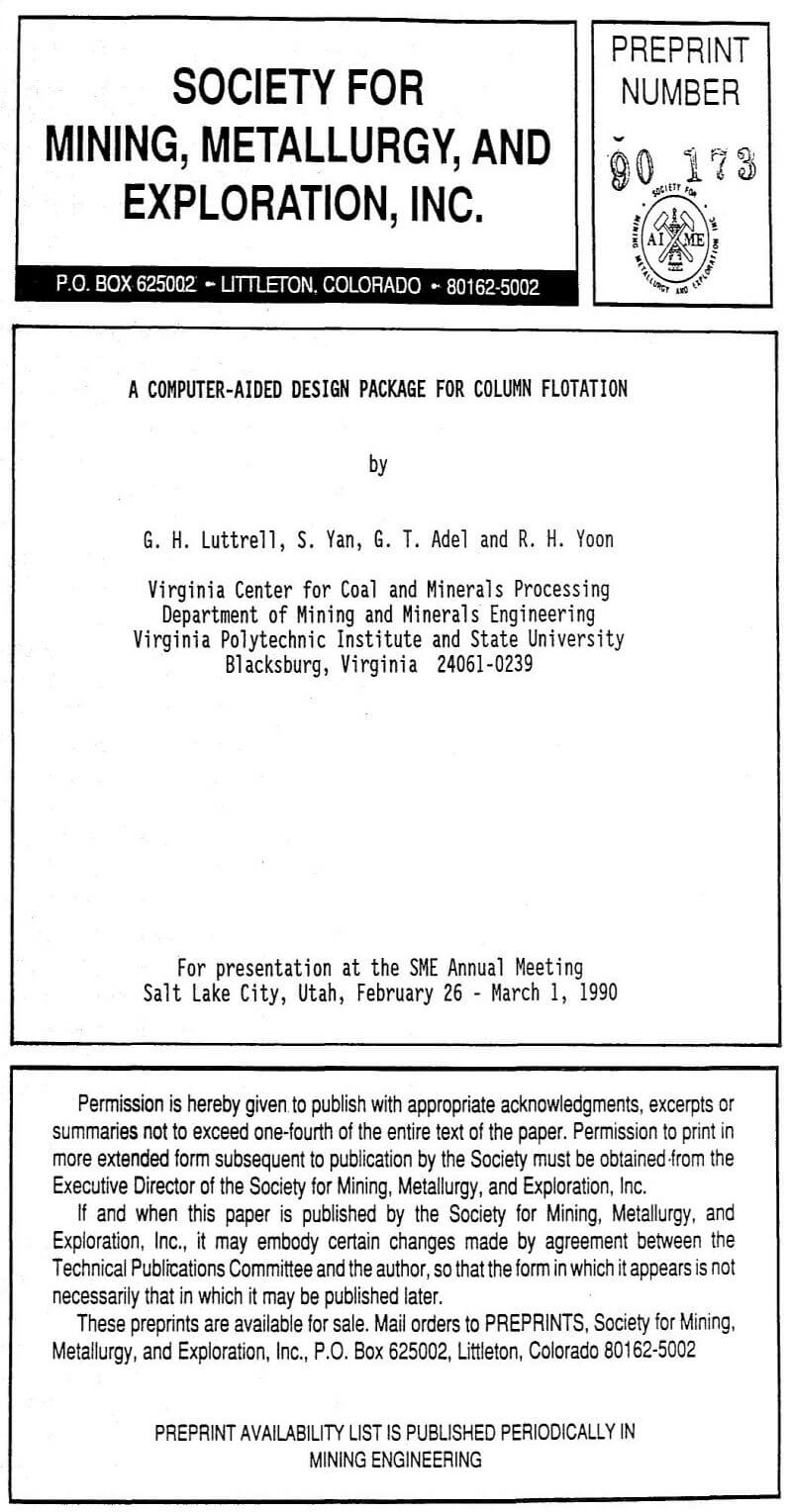 a computer-aided design package for column flotation