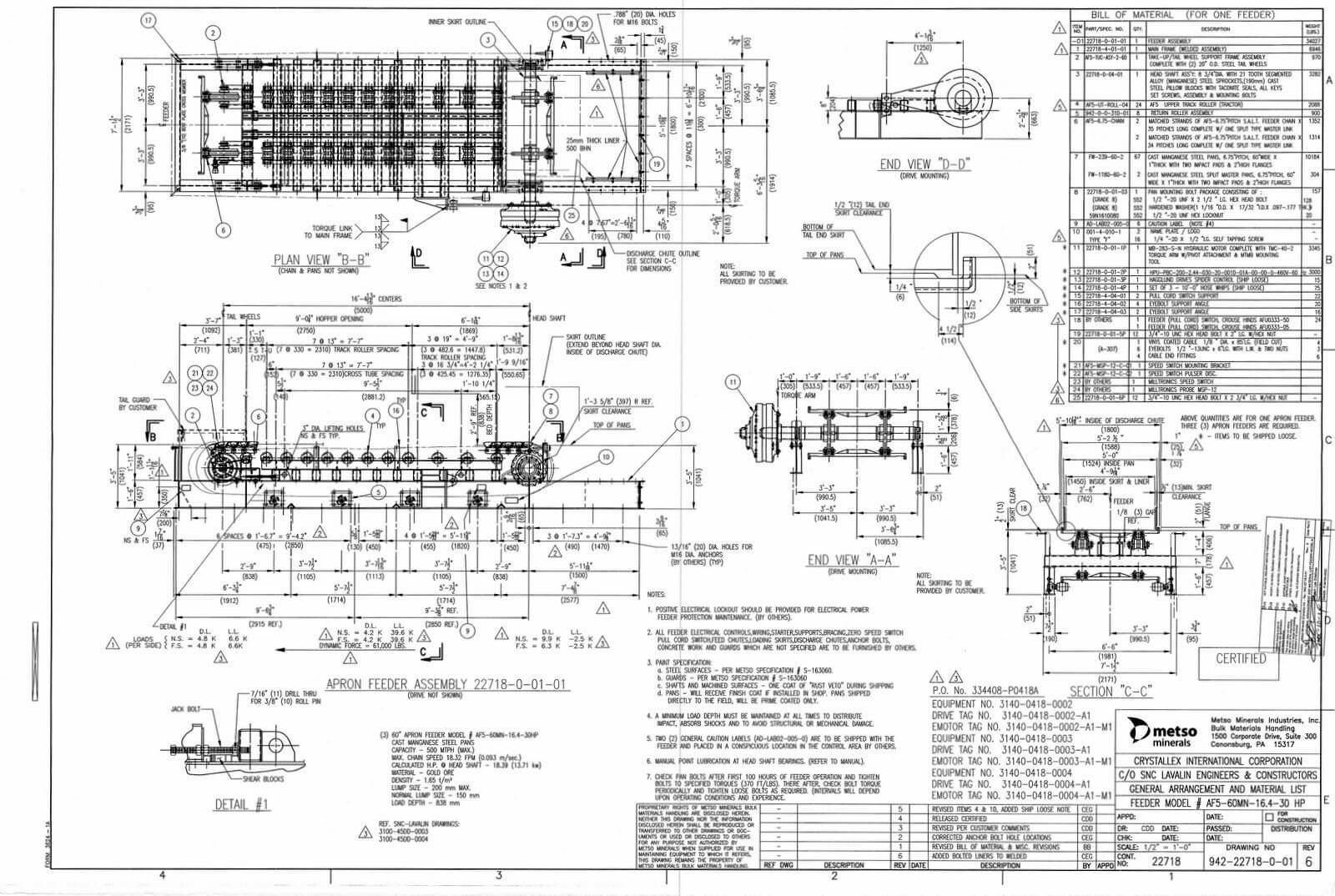 Apron feeder assembly