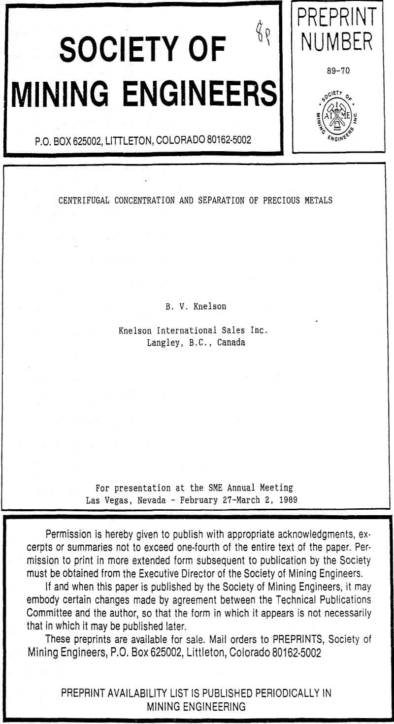 centrifugal concentration and separation of precious metals