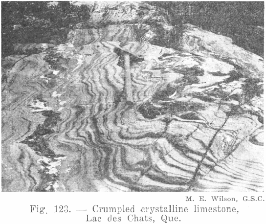 Crumpled crystalline limestone