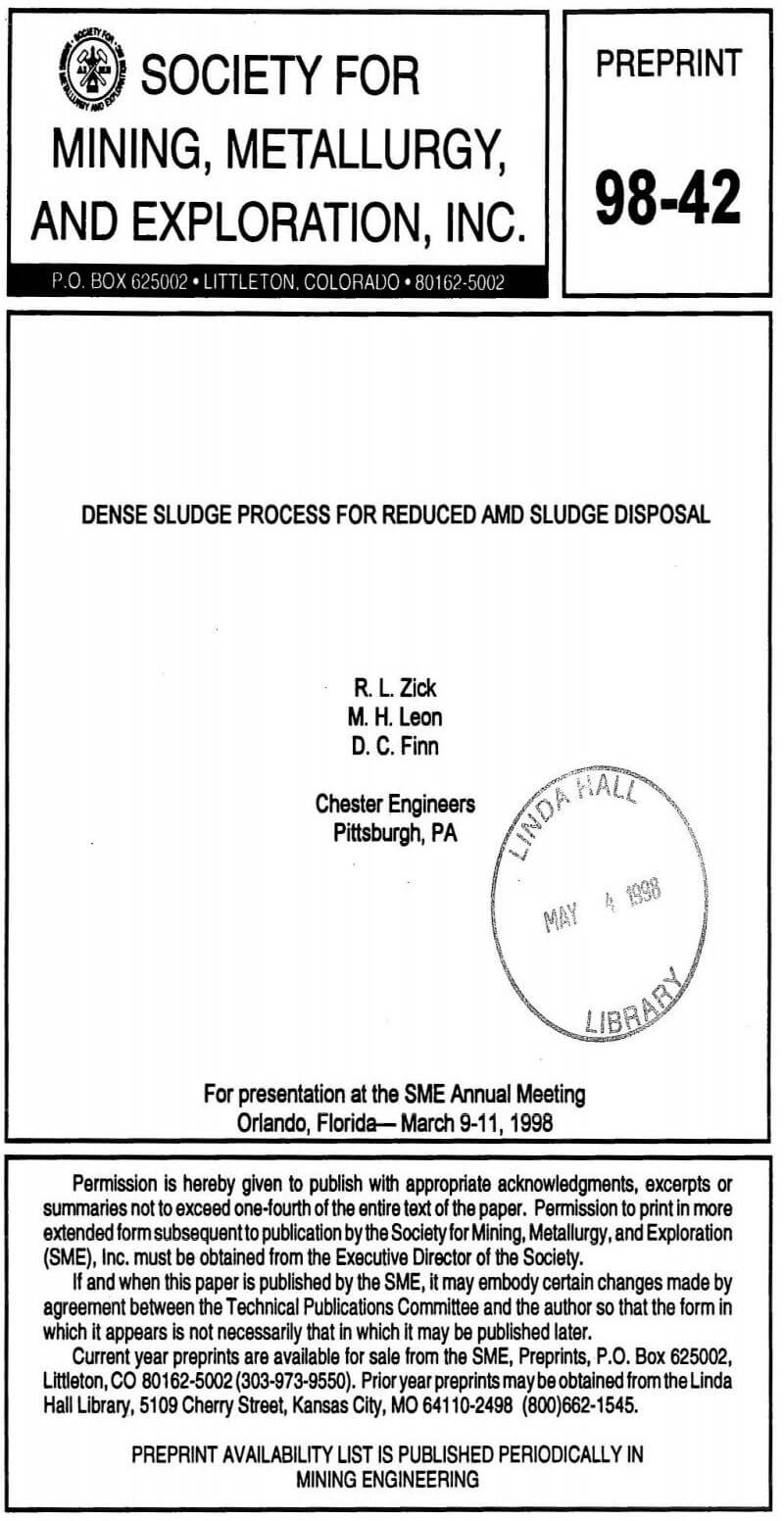 dense sludge process for reduced and sludge disposal