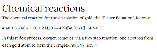 Equation of Gold Dissolution