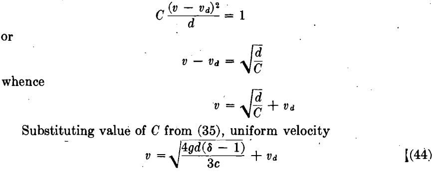 falling velocity concentration