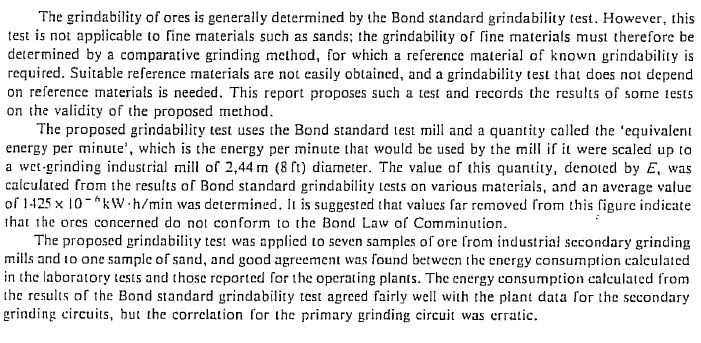 Grindability Index Test Method Procedure